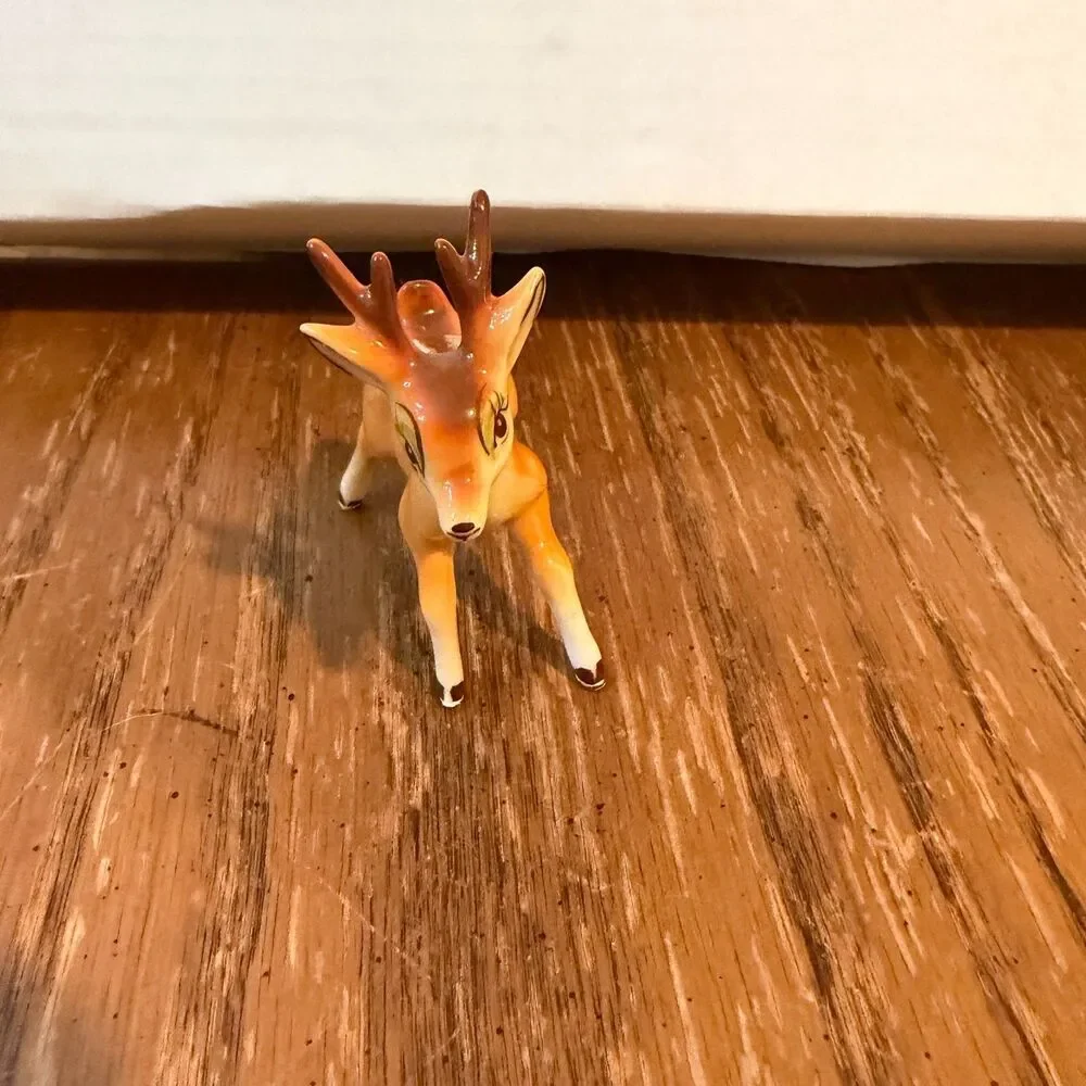 Vintage Miniature Ceramic Buck Deer Figurine Hand Painted Collectible 2
